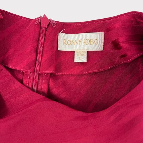 Ronny Kobo Shanaya Draped Moiré Mini Dress in Red Size Large NEW - Picture 5 of 11
